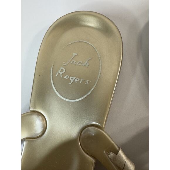 JACK ROGERS Womens Georgica Jelly Sandals 7 Gold Whip Stitch Summer Boho Preppy - Picture 9 of 13